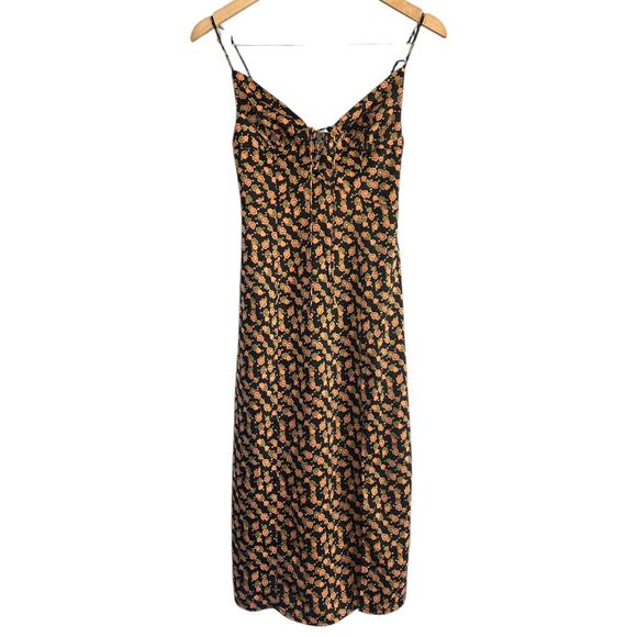 Urban Outfitters Mariah Lace-Up Midi Slip Dress Size X-Small - Picture 2 of 8